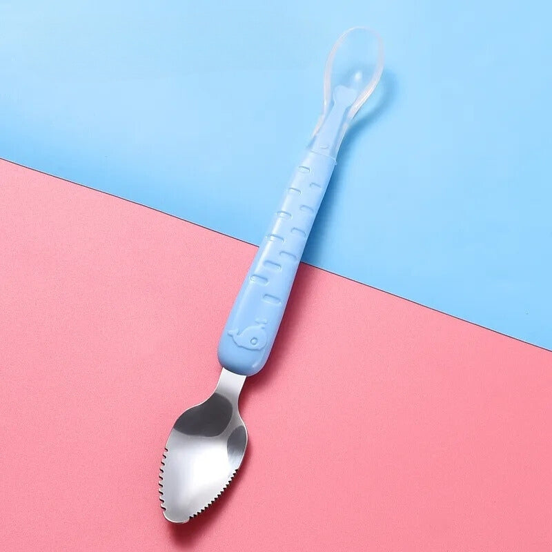 Colher Para Raspar Frutas e Legumes Alimentação do Bebê - 2 em 1