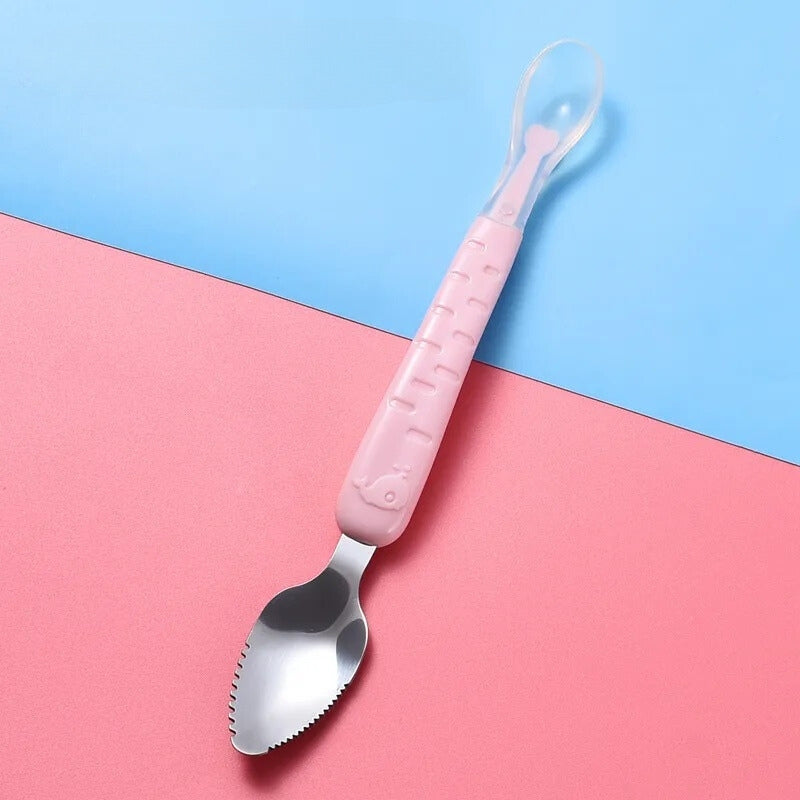Colher Para Raspar Frutas e Legumes Alimentação do Bebê - 2 em 1