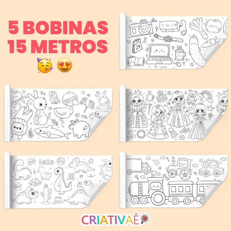Bobina Criativa de Desenhos da Criativaê (3 Metros e mais de 1000 Desenhos Coláveis)