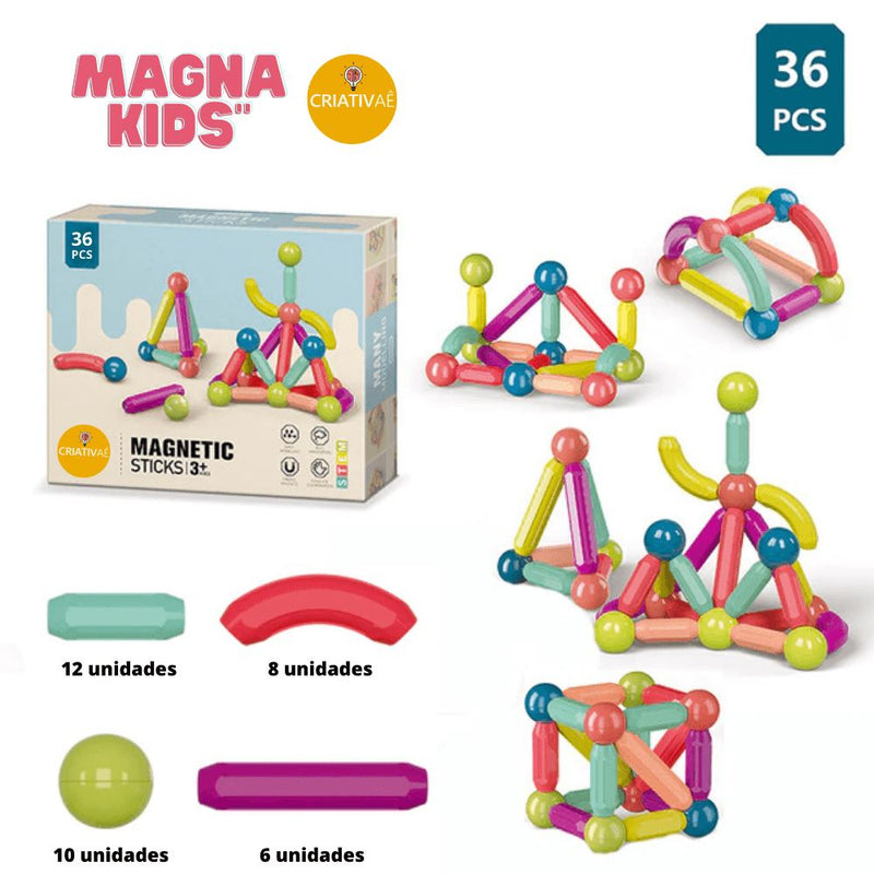 Magna Kids - Conjunto de Bolas e Hastes Magnéticas