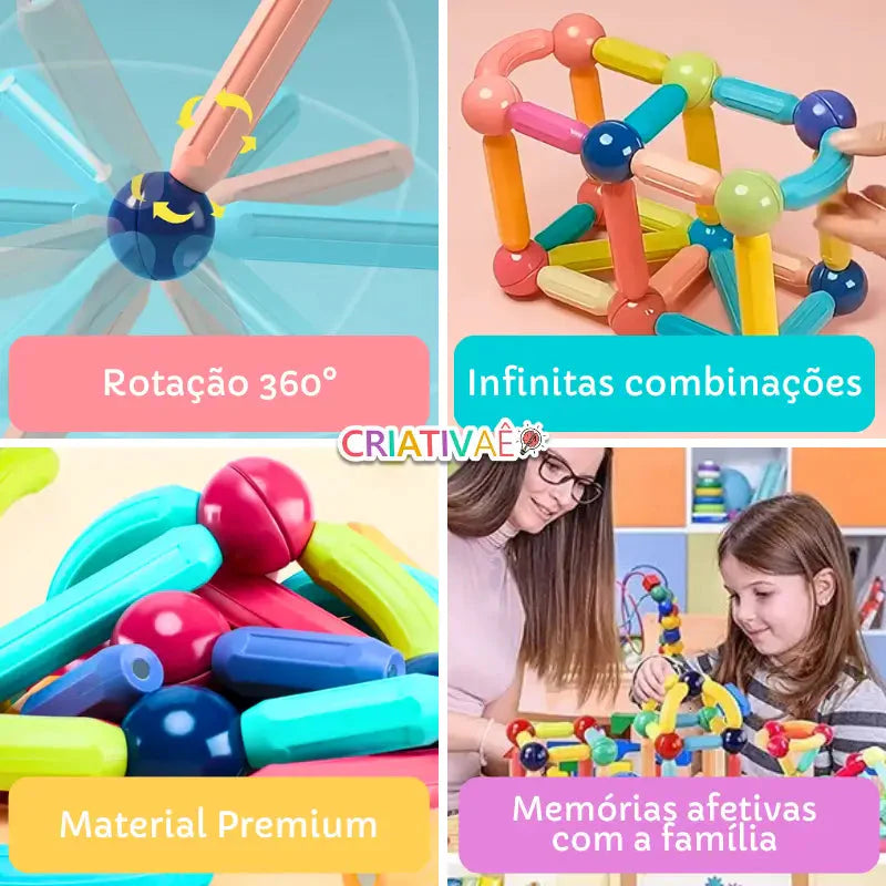 Magna Kids - Conjunto de Bolas e Hastes Magnéticas