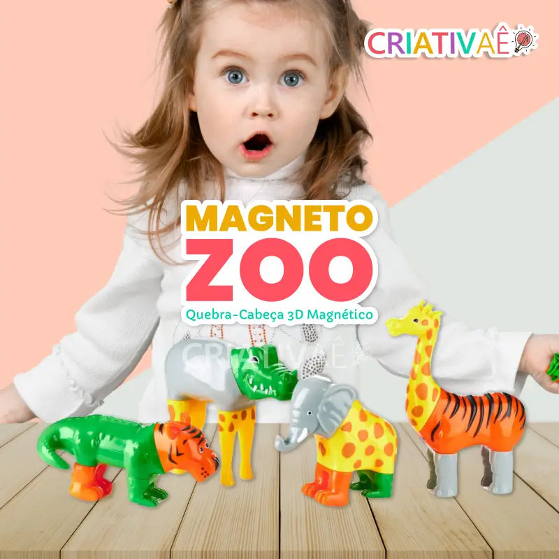 MagnetoZoo - Quebra-cabeça Educativo Magnético 3D para Criar, Combinar e Misturar Animais